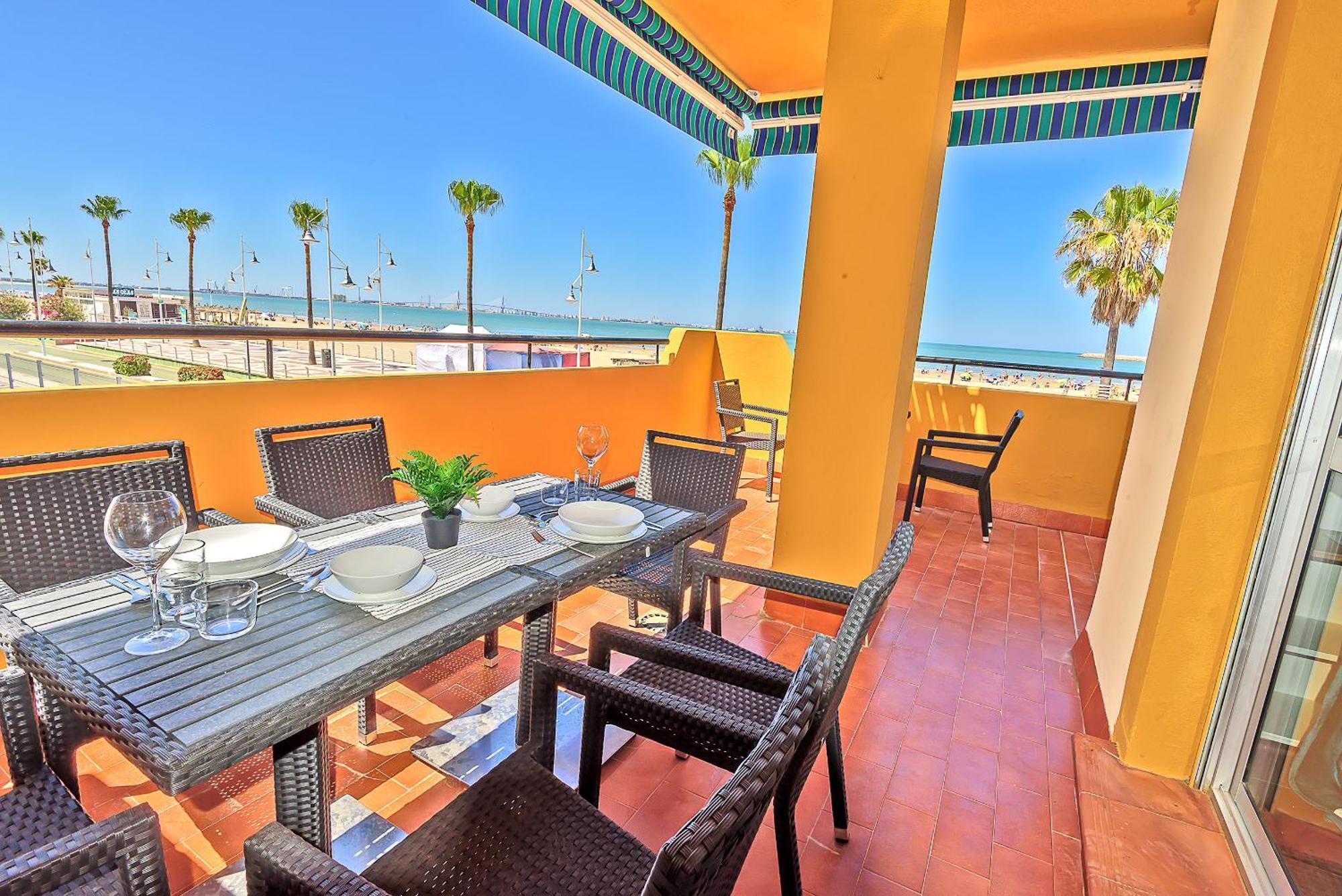 אל פוארטו דה סנטה מריה Beachfront Duplex 1ª Linea & Terraces Oceanfront מראה חיצוני תמונה